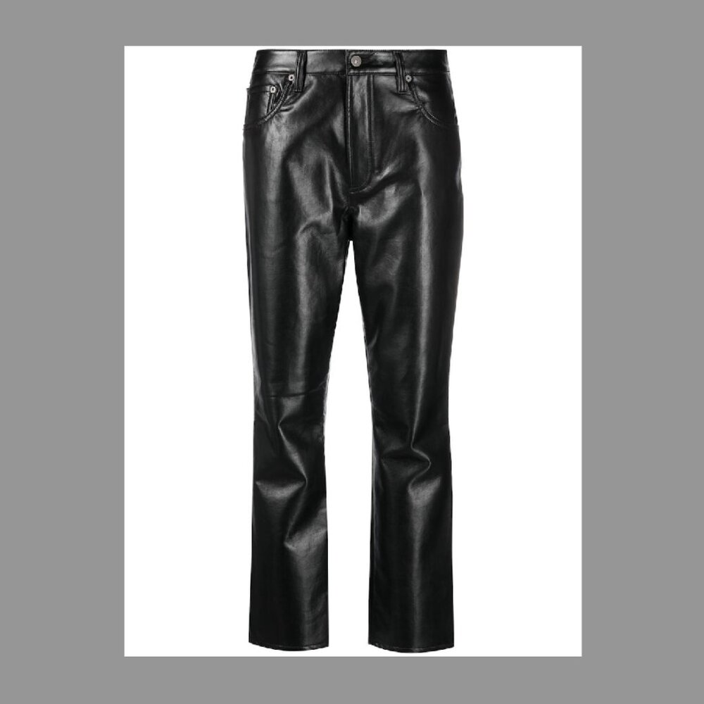 Citizens of Humanity Jolene Straight Leg Recycled Black Leather Pants, size 26